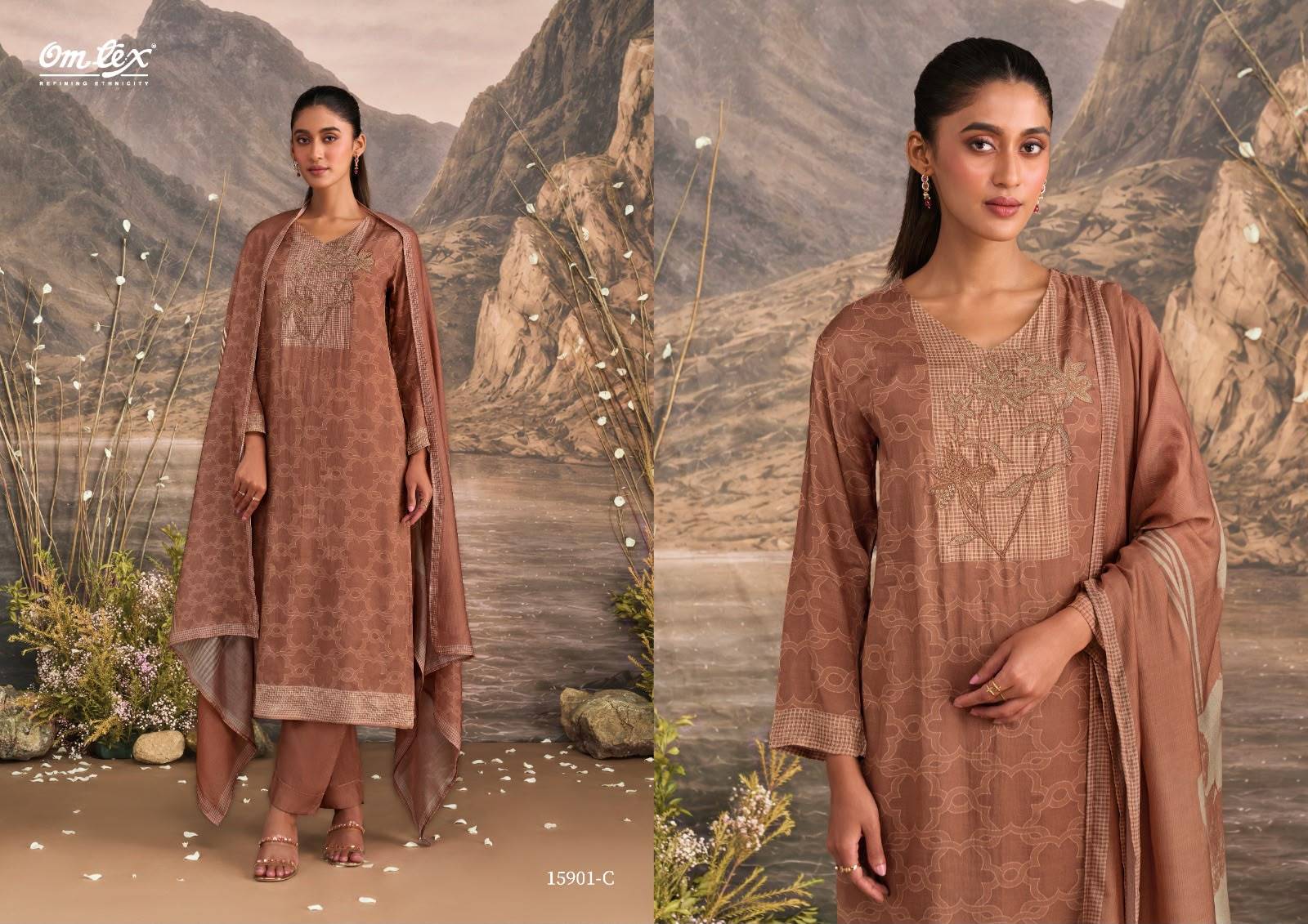 MARGO By Om Tex 15901 Series Beautiful Festive Suits Stylish Colorful Fancy Casual Wear & Ethnic Wear Muslin Silk Dresses At Wholesale Price